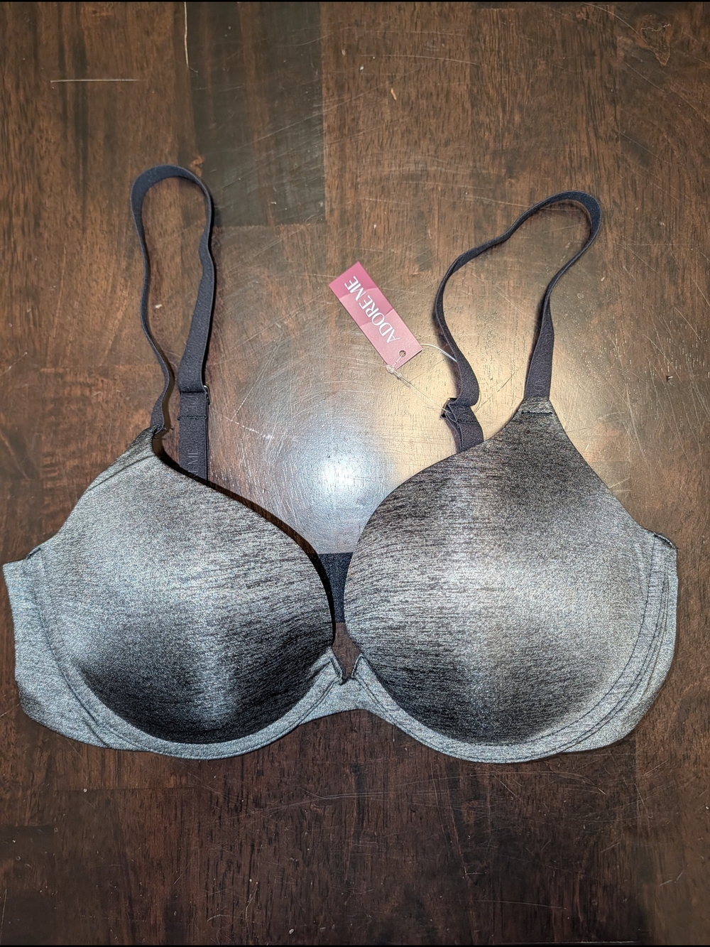 Adore Me Gray Padded T-Shirt Bra Comfy Cute Lift Push Up Women's 34D NWT